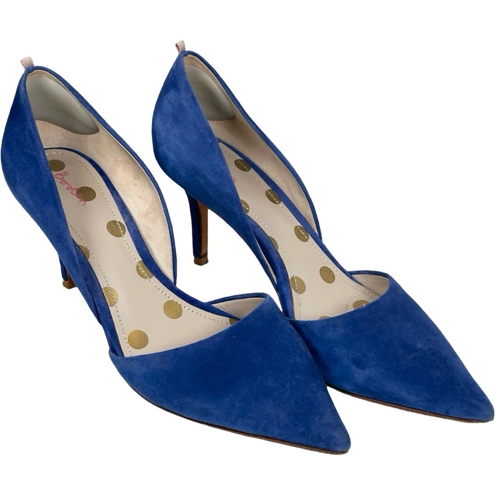 Blue Suede Pointed-Toe Stiletto Heels